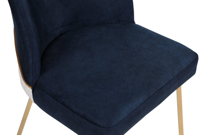 Hanah Home Madrid 908 V2 Sillas Barrocas Doradas Azul Oscuro Terciopelo/Piel Sintética